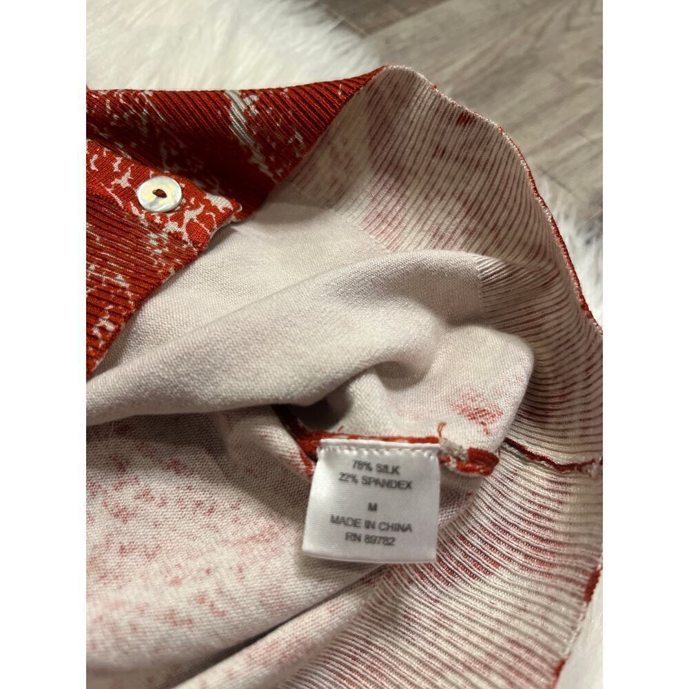 Josie Natori silk stretch knit button front cardigan sweater M - Picture 5 of 8